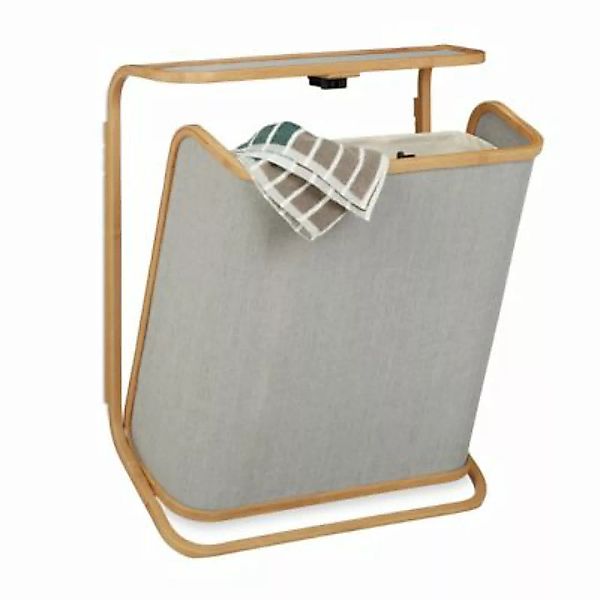 relaxdays Bambus Wäschekorb die Wand grau  Erwachsene günstig online kaufen
