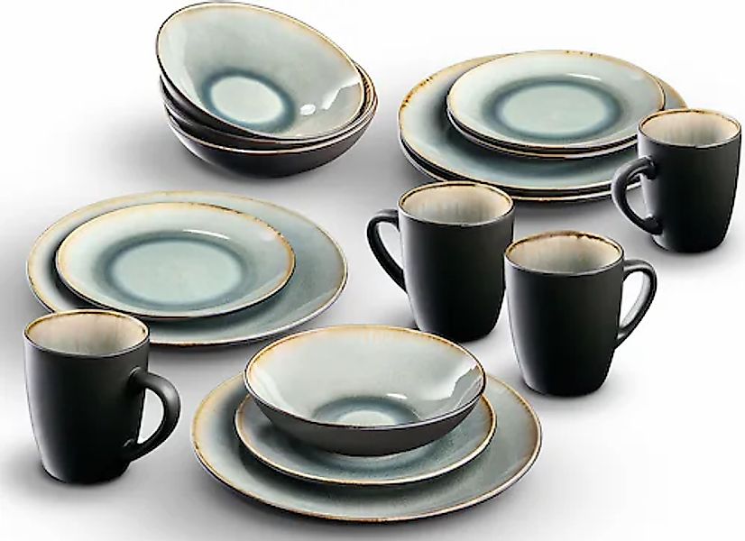 my home Kombiservice »Liane«, (Set, 16 tlg.), Geschirr-Set in trendiger Nat günstig online kaufen