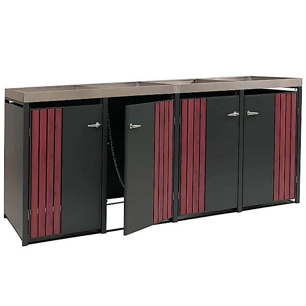 Proregal 4er-Mülltonnenverkleidung Mit Pflanzkasten HxBxT 125x260x84 cm Ant günstig online kaufen