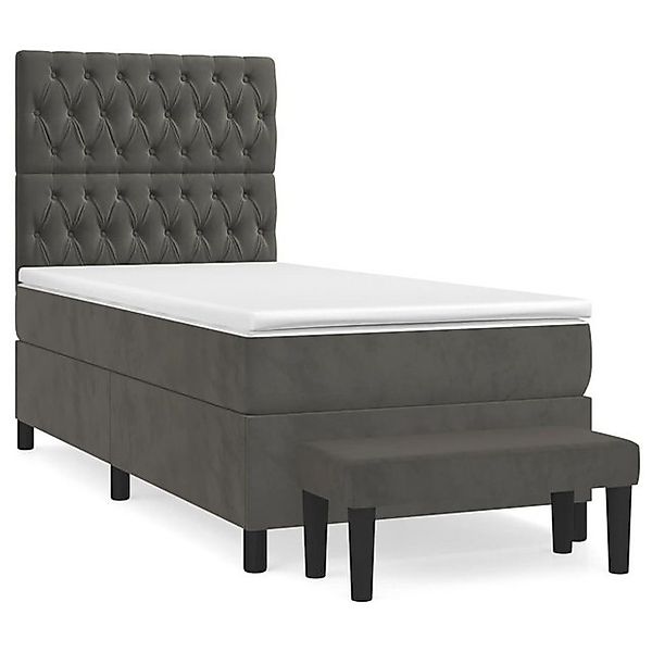 vidaXL Boxspringbett, Boxbett mit Matratze Dunkelgrau 90x200 cm Samt günstig online kaufen