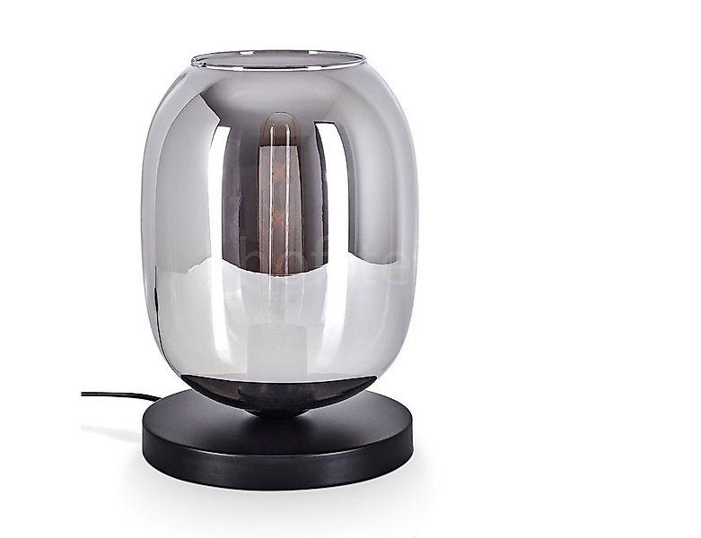 hofstein Tischleuchte Tischlampe aus Metall/Glas in Schwarz/Rauchfarben, oh günstig online kaufen