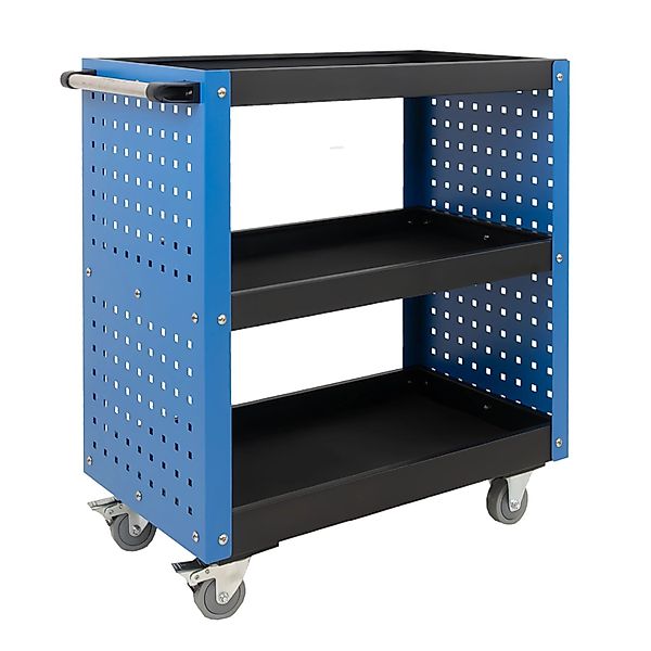 TRUTZHOLM Werkstattwagen 3 Etagen Stahl auf Rollen bis 300kg Tragkraft Blau günstig online kaufen