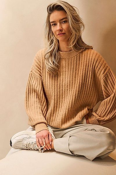 YAYA Sweatjacke Gerippter Rundhalspullover günstig online kaufen