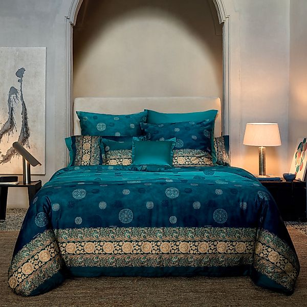 Bettwäsche Bassetti Mako Satin Pallavicino B1 blau türkis 135x200 günstig online kaufen