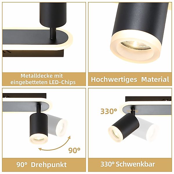 Nettlife LED Deckenstrahler Schwarz 2/3/4 Flammig günstig online kaufen