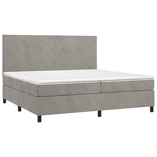 vidaXL Boxspringbett mit Matratze & LED Hellgrau 200x200 cm Samt 3136023 günstig online kaufen
