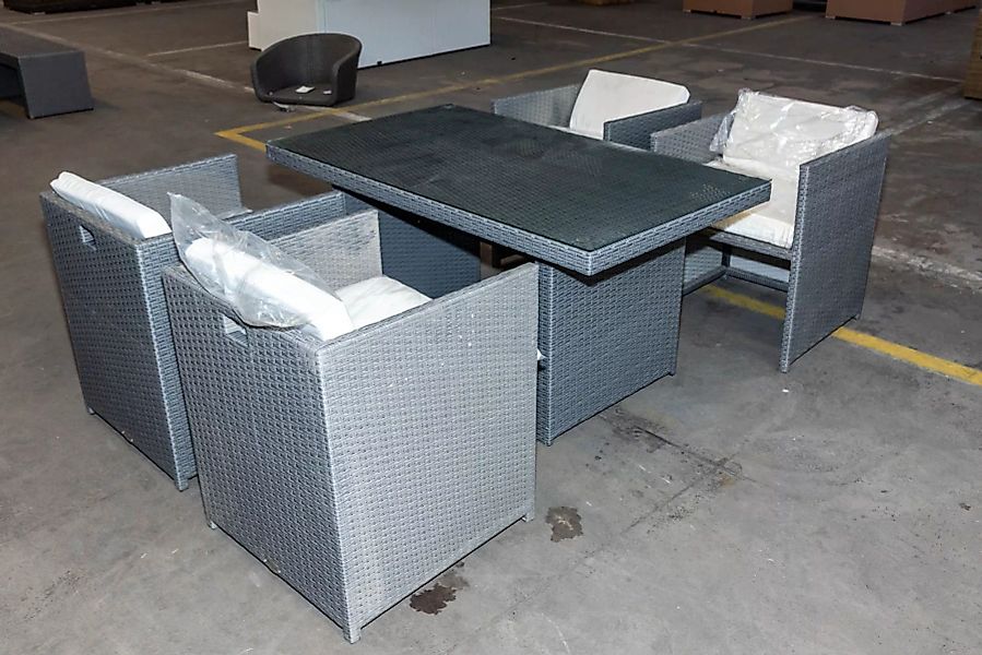 #HBM 2081: 4er Set Sessel Maui mit Tisch Fisolo-grau-cremeweiß günstig online kaufen