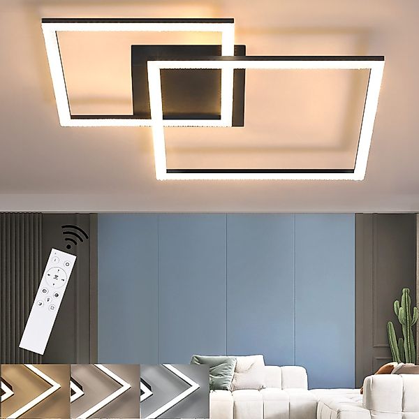 ZMH LED Deckenleuchte zwei Quadrat Kristall günstig online kaufen