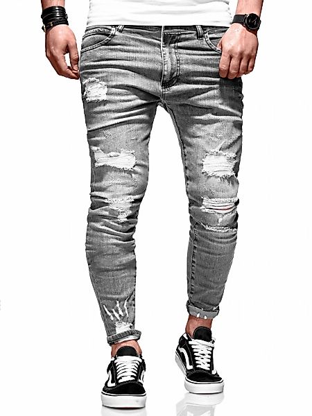 behype Slim-fit-Jeans "Dino" mit tollen Used-Elementen günstig online kaufen
