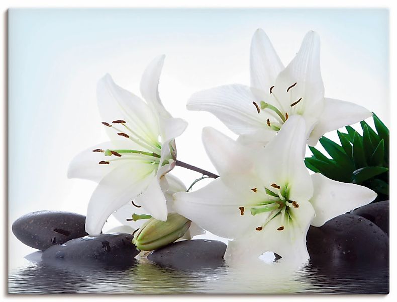 Artland Leinwandbild "Madonna-Lilien und Spasteine" Zen 1 Stk. tlg. auf Hol günstig online kaufen