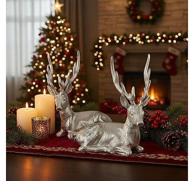 MF Weihnachtsfigur Wintertraum Hirsch Duo Silberdeko 2er Set Weihnachtsdeko günstig online kaufen