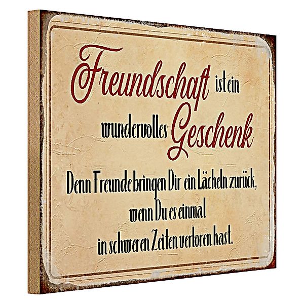 Roomando Holzbild Spruch 40x30cm Freundschaft ist günstig online kaufen