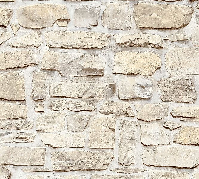 Bricoflor Naturstein Tapete in Maueroptik Steintapete in Beige Ideal für Kü günstig online kaufen