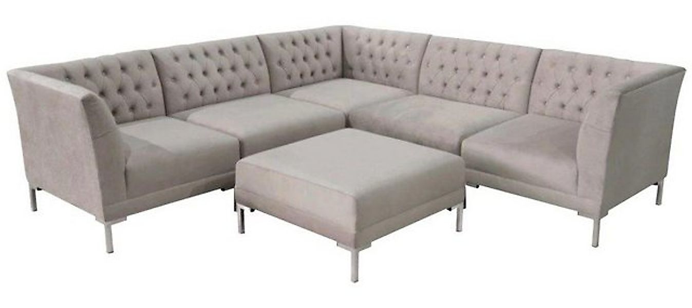 JVmoebel Ecksofa Chesterfield Hocker 2tlg. Set Textil Stoff Couchen Sofas E günstig online kaufen