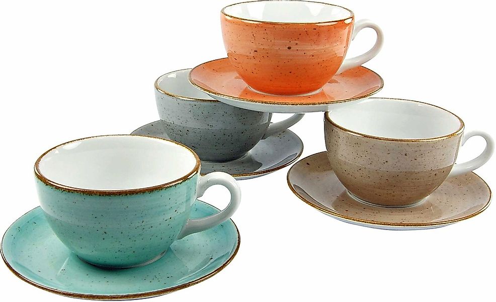 CreaTable Cappuccinotasse »Kaffeetasse VINTAGE NATURE«, (Set, 8 tlg.), Tass günstig online kaufen