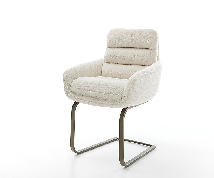 Freischwinger Abelia-Flex mit Armlehnen Teddystoff Beige Freischwinger flac günstig online kaufen