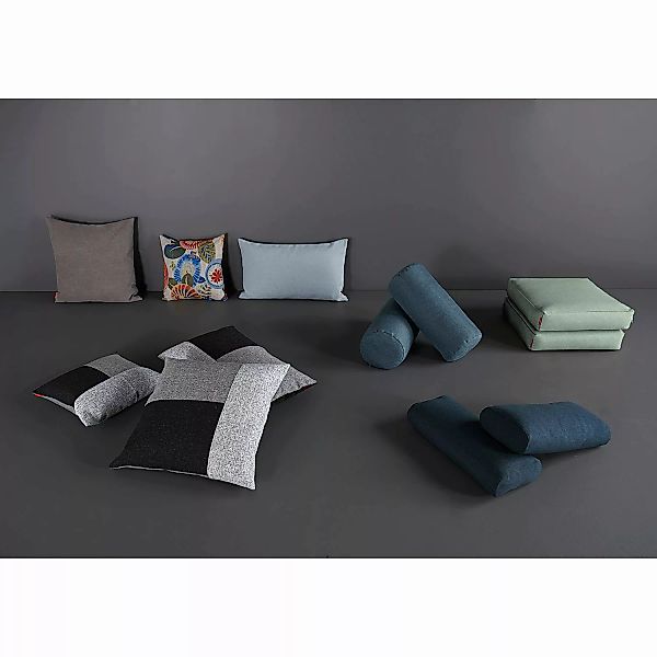 home24 Innovation Möbel Kissen Sqare Cushions Hellblau Webstoff 50x11x50 cm günstig online kaufen