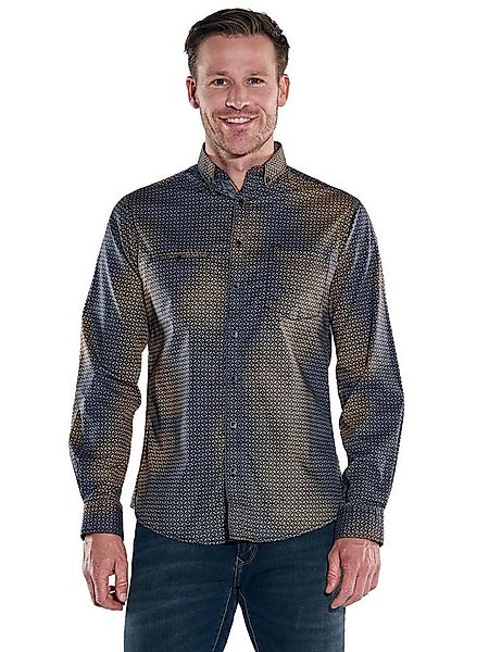 Engbers Langarmhemd Herren Langarm-Hemd gemustert, Orange günstig online kaufen