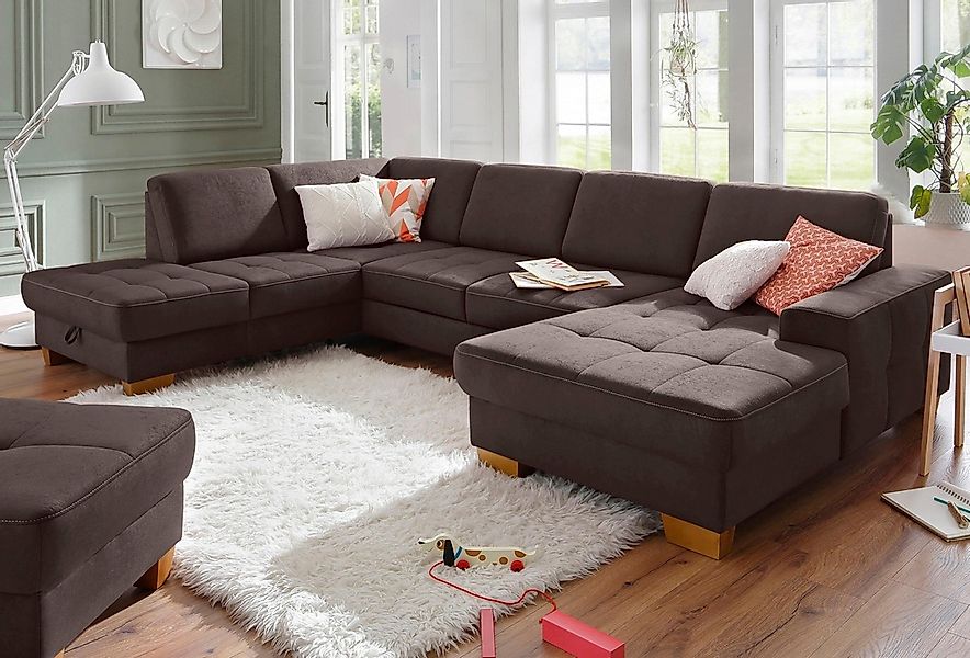 Home affaire Wohnlandschaft "Puccini U-Form" mit Federkern, Sitztiefenverst günstig online kaufen