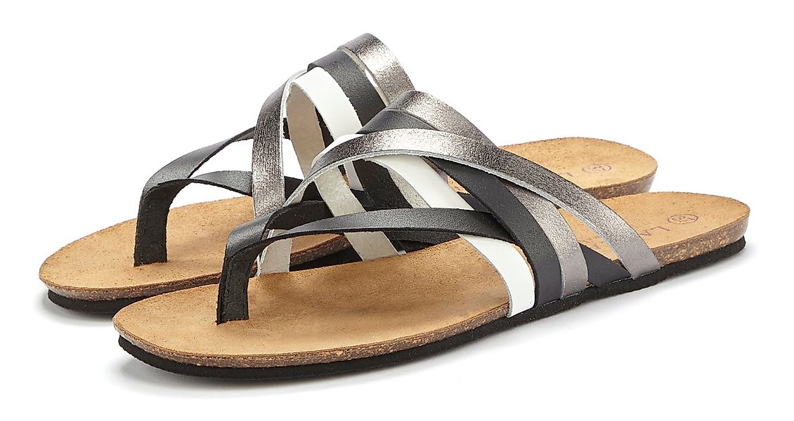 LASCANA Zehentrenner Sandale, Pantolette aus Leder günstig online kaufen