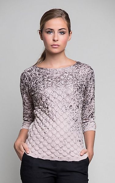 Passioni Strickpullover mit 3/4-Ärmeln und Metallic-Folienverzierung günstig online kaufen