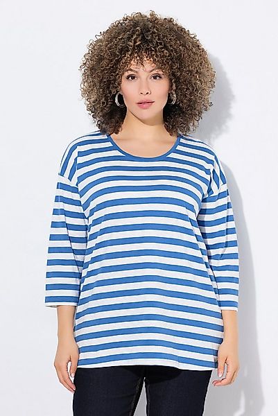 Ulla Popken T-Shirt Shirt Ringel Oversized Rundhals Langarm günstig online kaufen