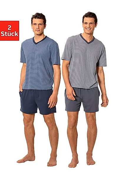 le jogger Pyjama Packung, 2 Stück, 4 tlg. Schlafanzug mit garngefärbtem Str günstig online kaufen