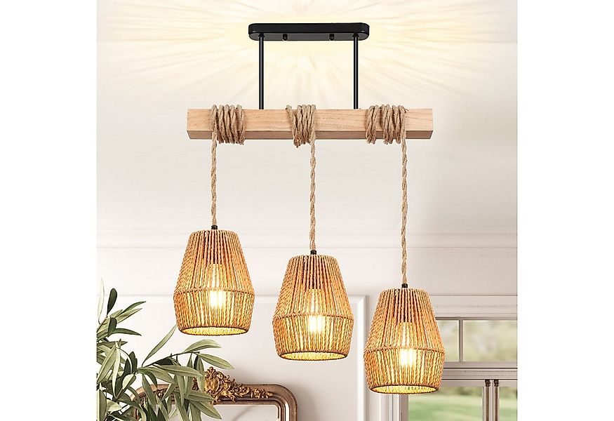 Jibenhome Hängeleuchten Pendelleuchte 3-flammige LED Kronleuchter mit Ratta günstig online kaufen