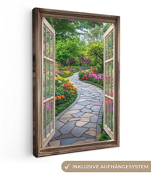 OneMillionCanvasses® Leinwandbild Aussicht - Blumen - Gartenweg - Natur - F günstig online kaufen