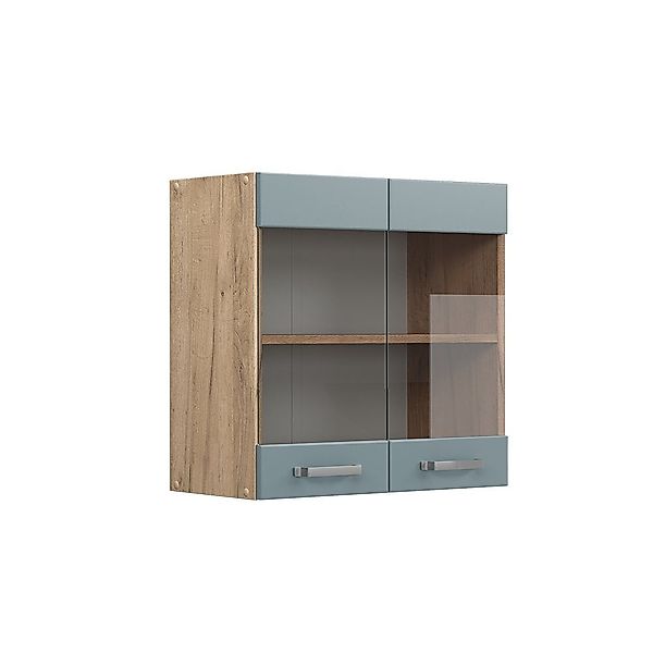 Vicco Glashängeschrank R-Line, Blau-Grau/Goldkraft Eiche, 60 günstig online kaufen