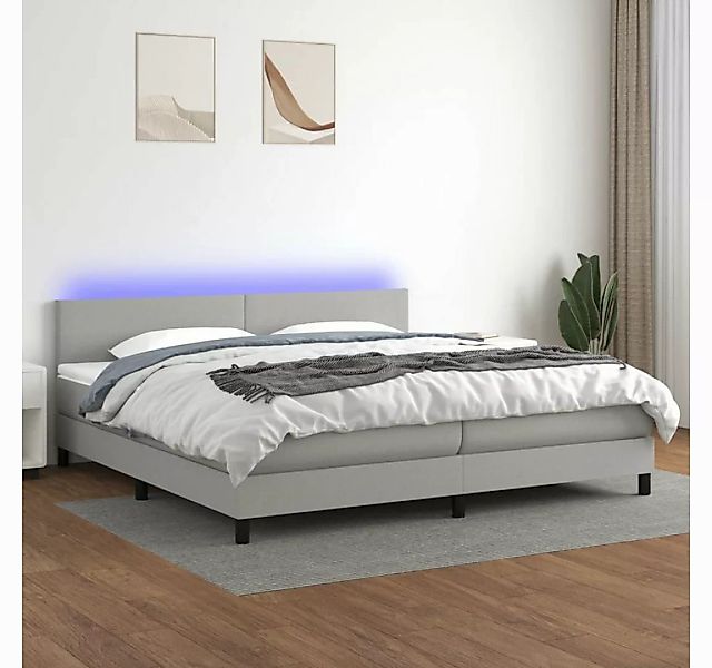 vidaXL Boxspringbett Boxspringbett mit Matratze LED Hellgrau 200x200 cm Sto günstig online kaufen