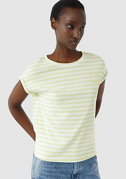 comma Kurzarmshirt T-Shirt Gestreiftes T-Shirt mit verlegter Seitennaht und günstig online kaufen