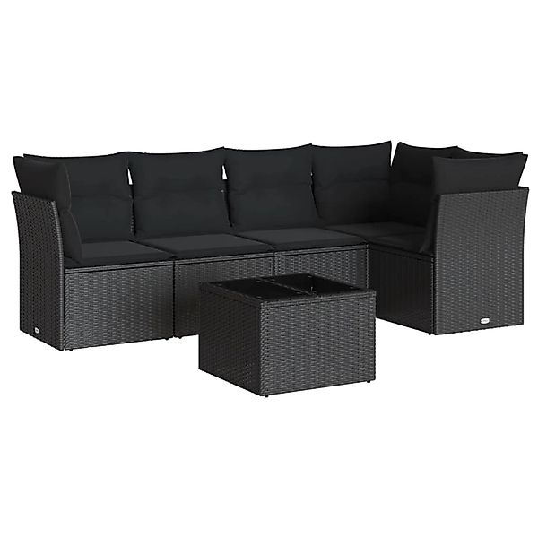 vidaXL 6-tlg Garten-Sofagarnitur mit Kissen Schwarz Poly Rattan Modell 88 günstig online kaufen