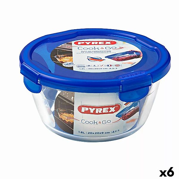 Lunchbox Hermetisch Pyrex Cook & Go 20 X 20 X 10,3 Cm Blau 1,6 L Glas (6 St günstig online kaufen