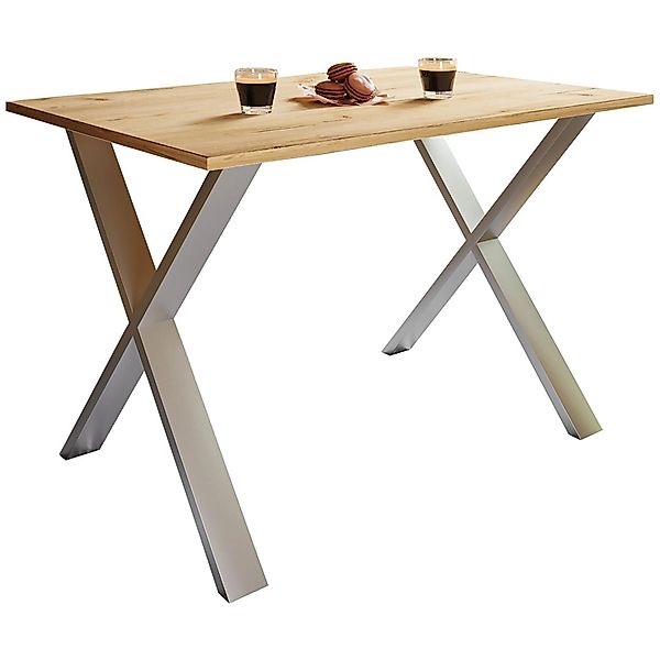 ebuy24 XonaX Esstisch 80x80 Eiche Dekor Silberfarben günstig online kaufen