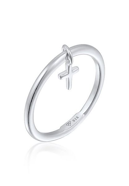 Elli Fingerring Bandring Stapelring Kreuz 925 Ring vergoldet, Kreuz günstig online kaufen
