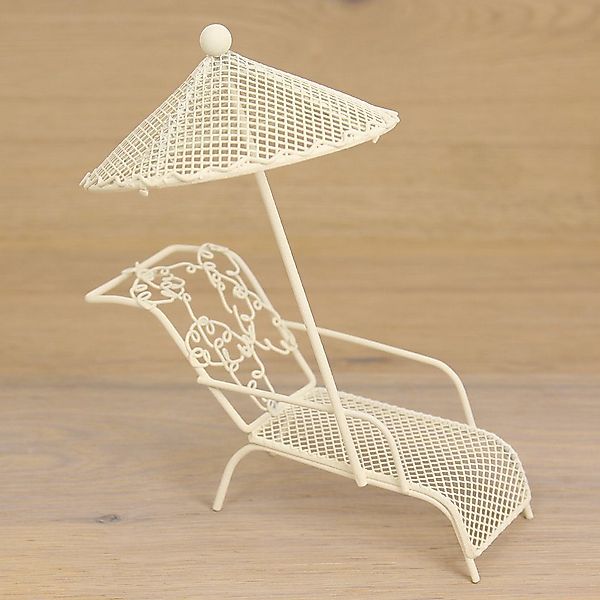 Dekofigur Minigarten Relaxliege mit Schirm mini, günstig online kaufen