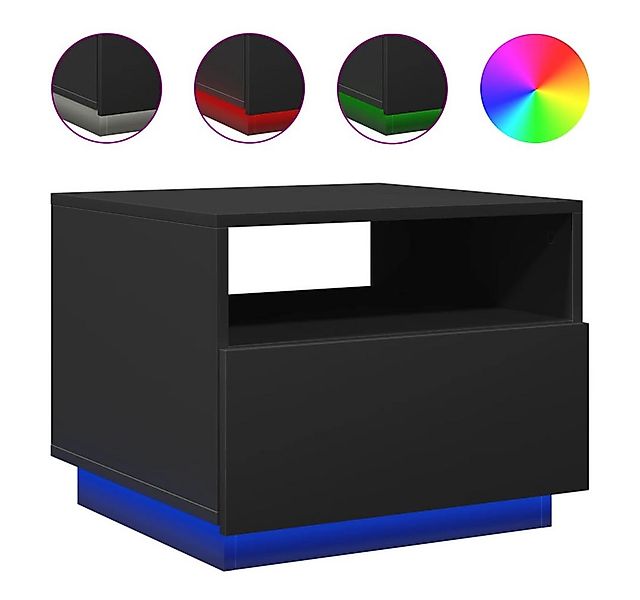 vidaXL Ablagetisch, Couchtisch mit LED-Leuchten Schwarz 50x49x40 cm günstig online kaufen