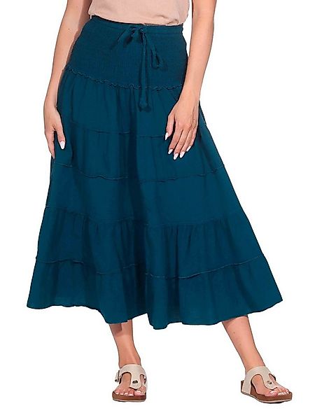 KUNST UND MAGIE Stufenrock Sommerrock Damen Rock Baumwolle – Boho Maxirock günstig online kaufen