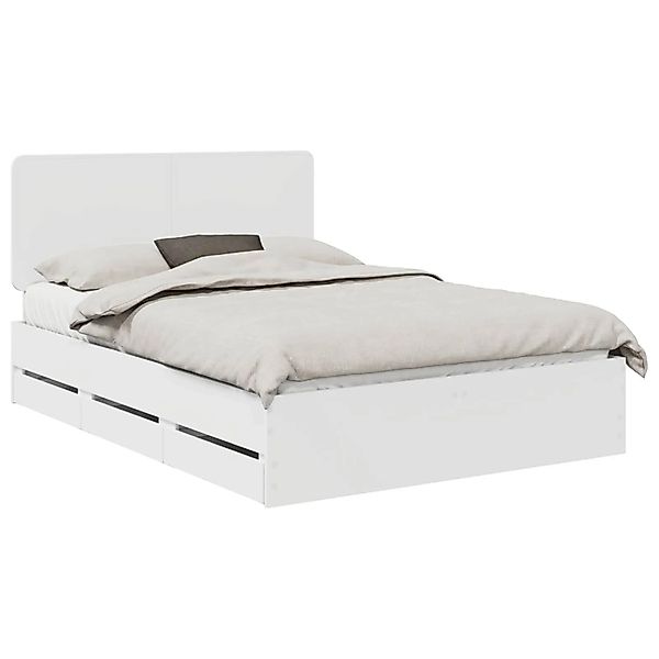 vidaXL Bettrahmen mit Schubladen Weiß 160 x 200 cm Ingenieurs Holz 3412574 günstig online kaufen
