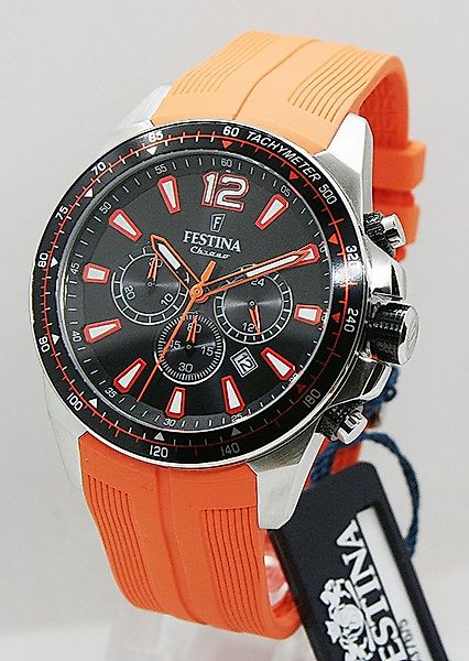 Festina Quarzuhr Festina Herrenuhr F20376/5 orange Chronograph, (1-tlg) günstig online kaufen