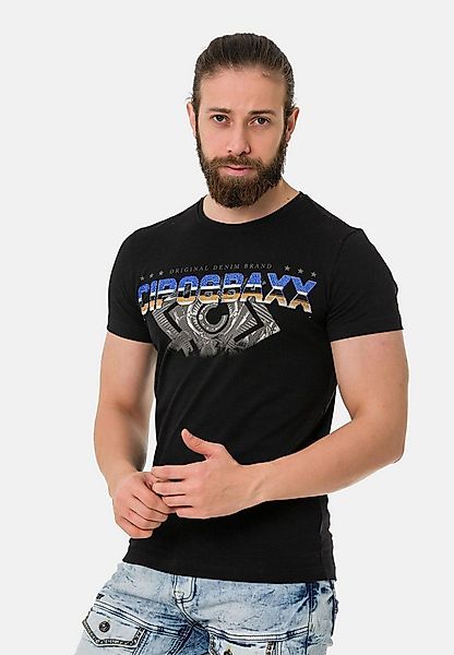Cipo & Baxx T-Shirt T-Shirt extravaganter Marken-Schriftzug günstig online kaufen
