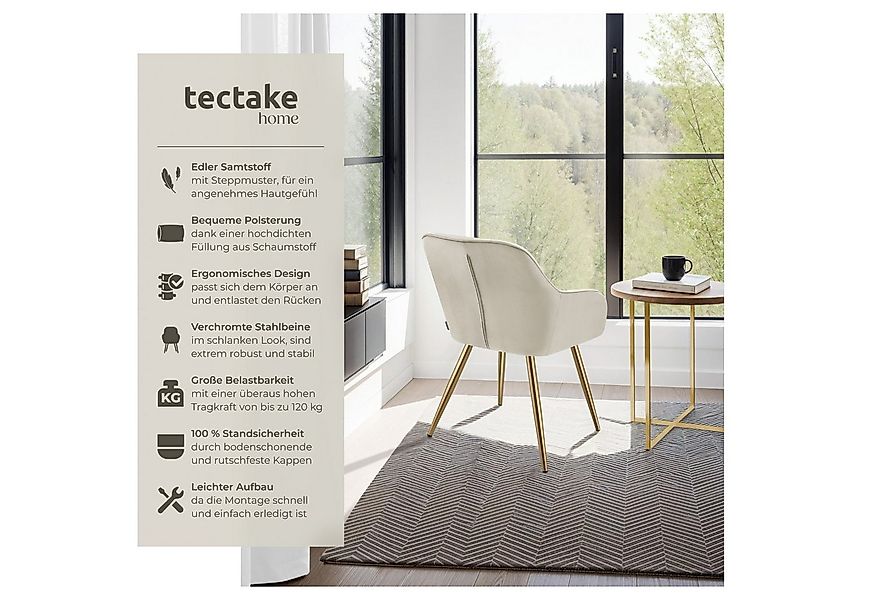 tectake Esszimmerstuhl Stuhl Marilyn, Samtoptik, gesteppt (Set, 6 St), Extr günstig online kaufen