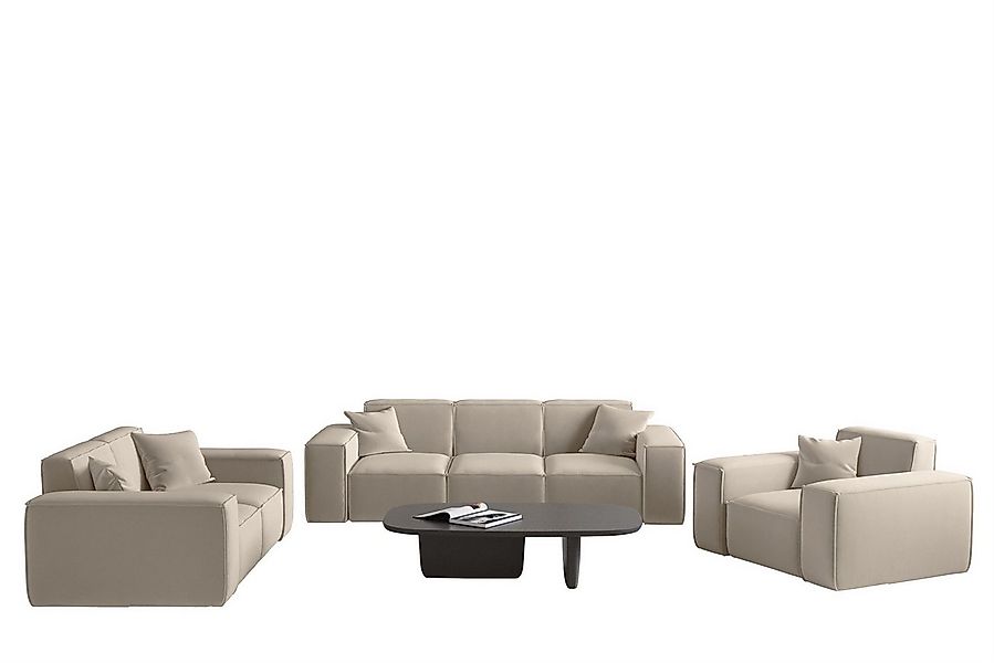 Fun Möbel Polstergarnitur Sofaset Designersofa CELES Premium 3-2-1 in Stoff günstig online kaufen