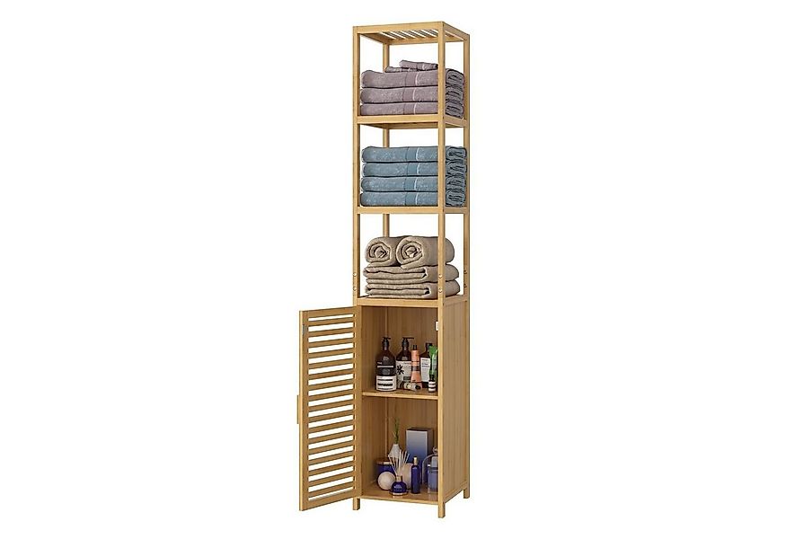 Homfa Hochschrank aus Bambus Badezimmer-Hochschrank Badregal 169cm günstig online kaufen