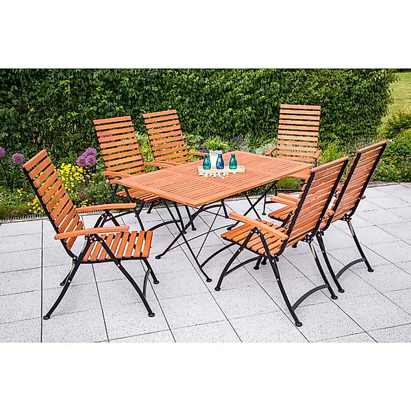 Merxx Schlossgarten Set 7-tlg. 6 Klappsessel Klapptisch 160 x 90 cm günstig online kaufen