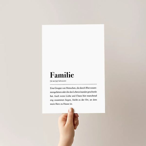 Familie Poster Din A4: Familie Definition günstig online kaufen