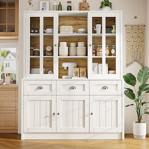 Ulife Hochschrank Vitrinenschrank, Esszimmerschrank mit Schubladen, günstig online kaufen