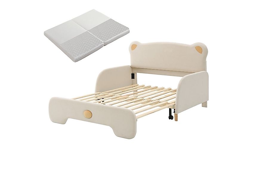 SOFTWEARY Kinderbett mit ausziehbarer Liegefläche (140x110cm/140x200cm), Sc günstig online kaufen