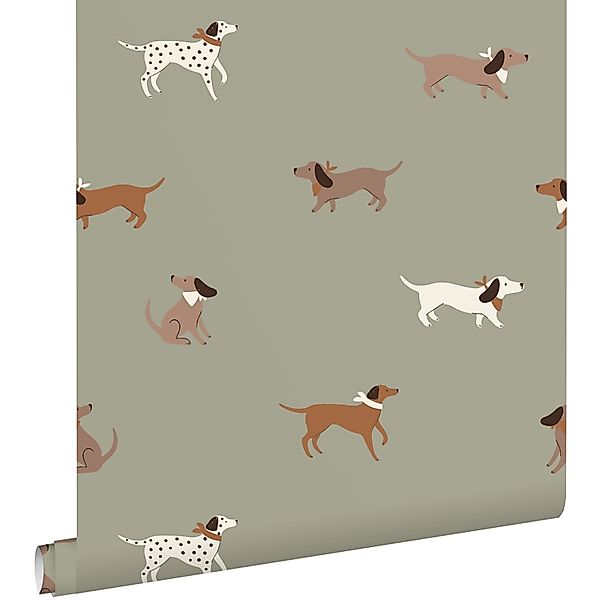 ESTAhome Tapete Hunde Grün und Braun 50 x 900 cm günstig online kaufen